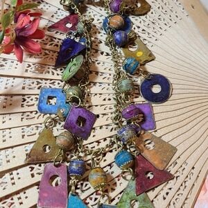 Colorful Geometric Necklace For Sale Today